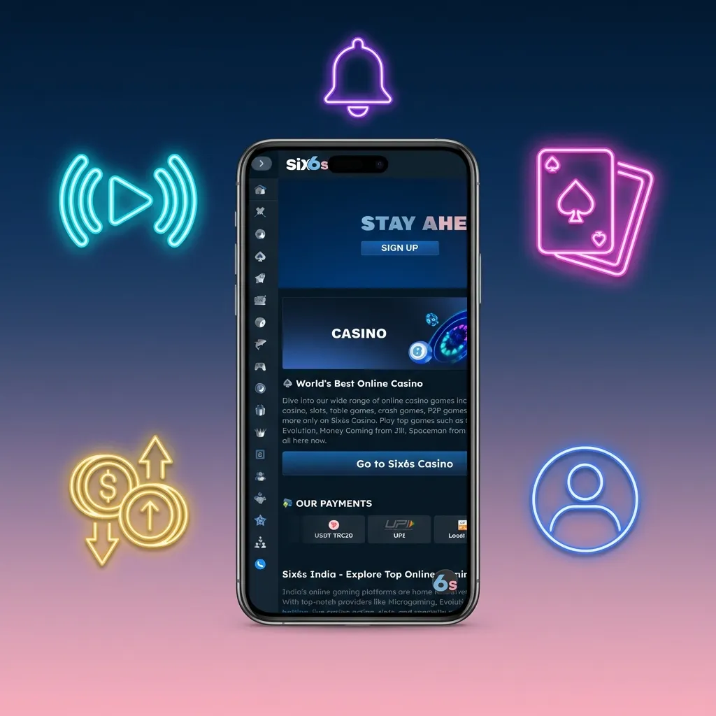 Six6s mobile app interface showing betting options, casino games, and local payment methods for Bangladesh users