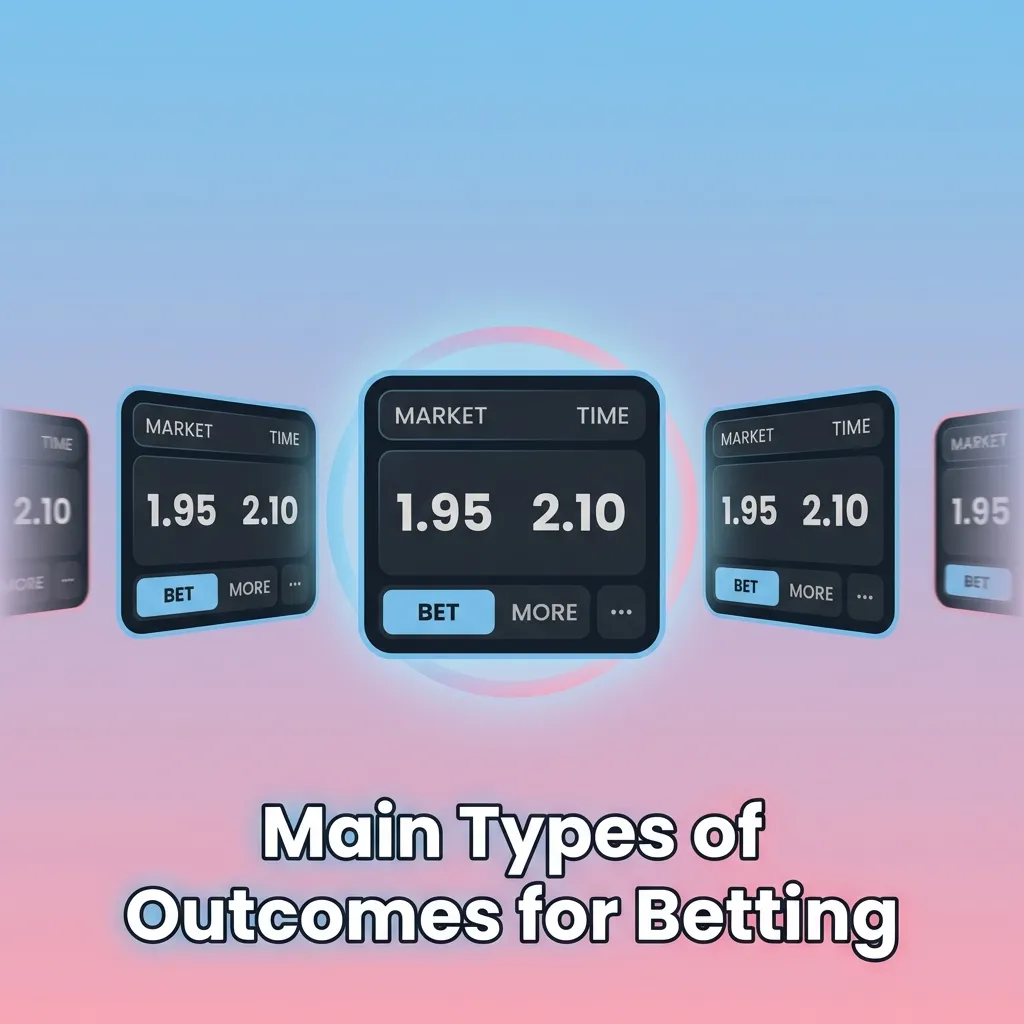 Diagram showing main betting outcome types: match winner, over/under totals, handicap betting, and both teams to score options.